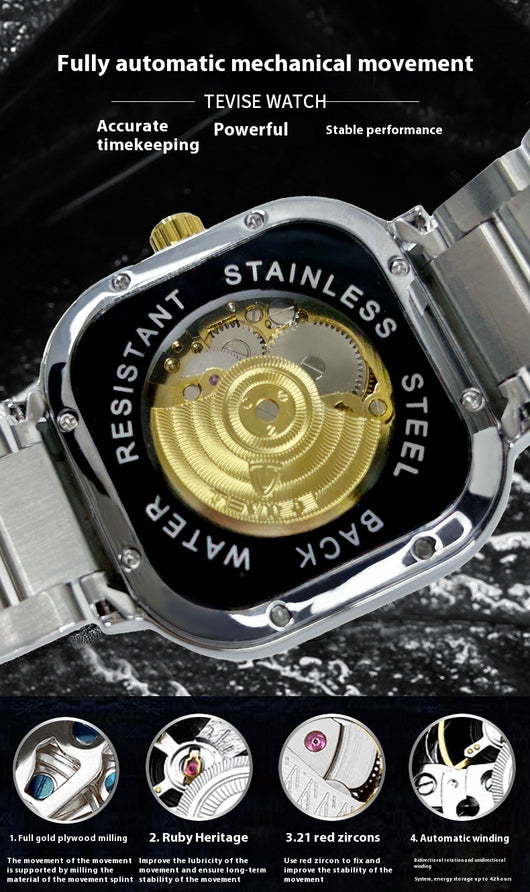 Reloj Automático Cuadrado Luminoso Impermeable para Hombre - Image 15