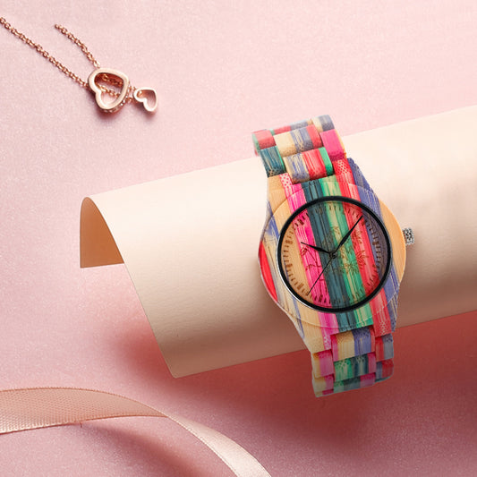 Reloj de Cuarzo Bambú con Diseño Leisure Color