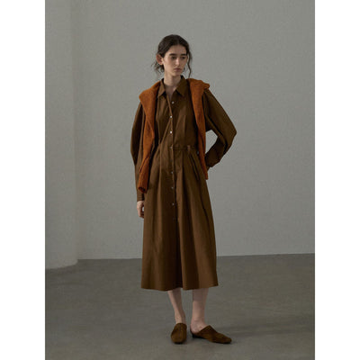 Vestido Camisero de Algodón con Mangas Curvas y Cintura Ajustada - Image 6