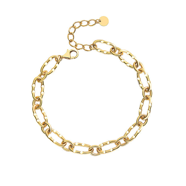 Joyas de Plata Esterlina Mujer Estilo Hip Hop Dorado