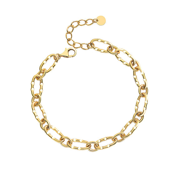 Joyas de Plata Esterlina Mujer Estilo Hip Hop Dorado