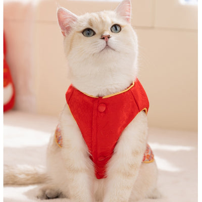 Chaleco Tang Tradicional con Estampado de Flor de Cerezo para Mascotas Pequeñas - Abrigo Cálido para Otoño e Invierno - Image 9