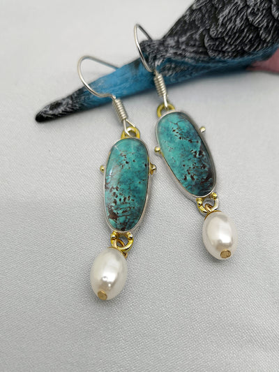 Aretes Vintage de Perla Turquesa - Image 9