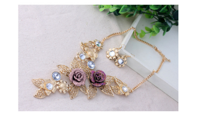 Conjunto de Collar y Aretes Bohemios de Resina Calada - Image 8