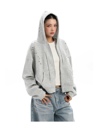 Cardigan con Capucha y Strass para Mujer - Sudadera Brillante con Cierre - Image 19