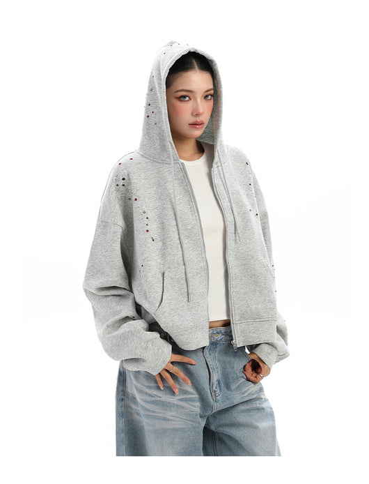 Cardigan con Capucha y Strass para Mujer - Sudadera Brillante con Cierre - Image 19