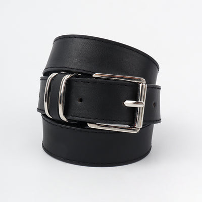 Cinturón Unisex Casual Retro con Hebilla Cuadrada Plateada - Image 11
