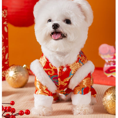 Abrigo Tradicional Chino para Perros - Traje Tang Acolchado Invierno