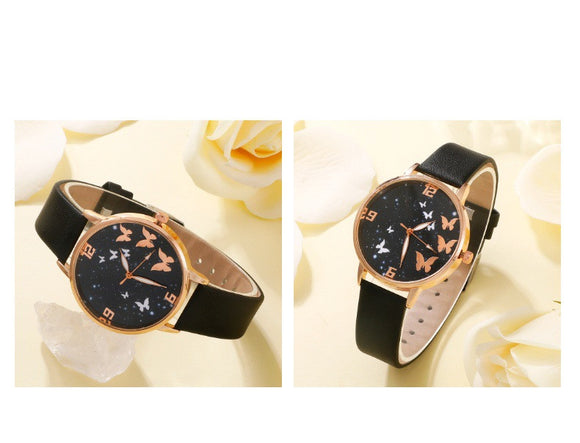 Reloj de Pulsera para Mujer Estilo Coreano con Mariposa y Accesorios Coordinados