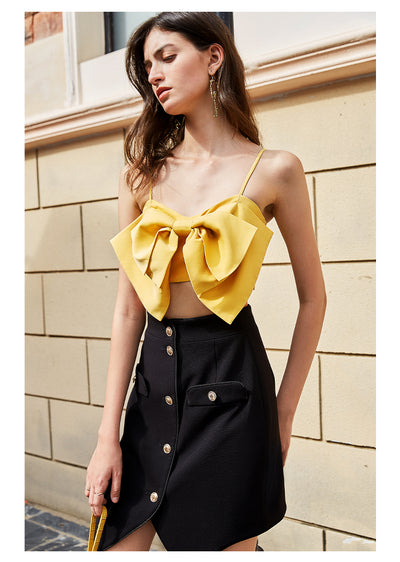 Top Halter Amarillo con Lazo y Detalle de Hombro - Image 10