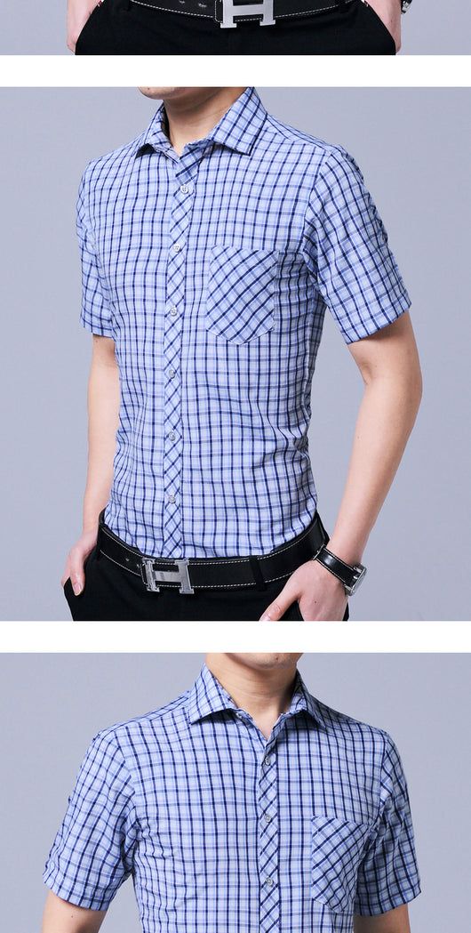 Camisa Cuadros Hombre Cuello Solapa Grande Estilo Casual Profesional - Image 15