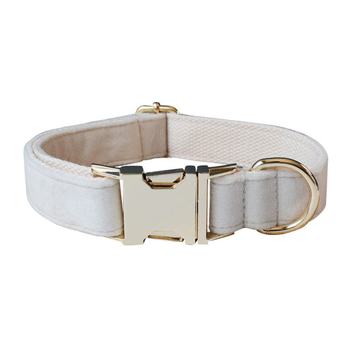 Collar de Terciopelo Blanco para Perros con Hebilla de Aleación