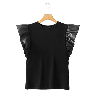 Playera de Algodón para Mujer con Detalles de Malla y Volantes - Image 4