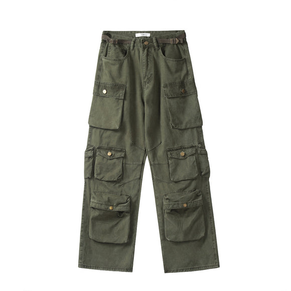 Pantalones Cargo con Bolsillos Tridimensionales y Múltiples Compartimentos