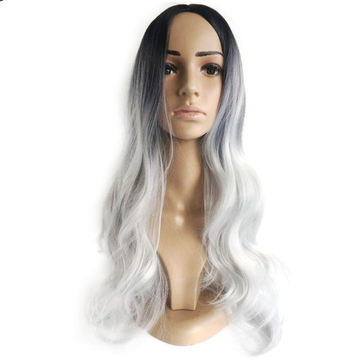 Peluca Larga Rizada Gris Plata - Efecto Natural Cosplay - Image 8