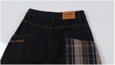 Pantalones Rectos Anchos con Costuras Cuadros Retro para Mujer - Image 15