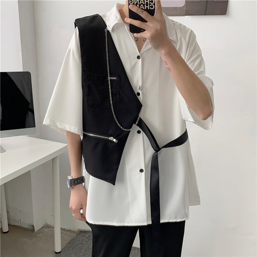 Chaleco Hombre Diseño Blanco con Costuras de Contraste y Personalidad