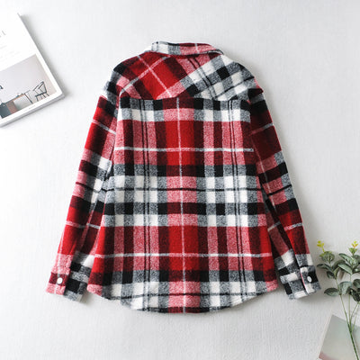 Chaqueta Camisa Cuadros Suelta Estilo Europeo y Americano para Mujer - Image 4