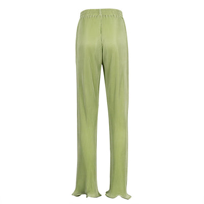 Conjunto Casual: Blusa Verde Manga Corta + Pantalón Plisado Talle Alto - Image 25