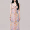 Vestido Largo Escote V Flores con Tirantes - Estilo Playa Vacacional