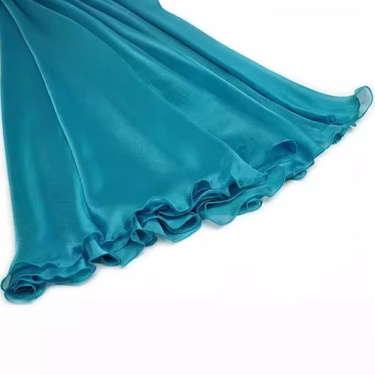 Vestido Elegante de Gasa con Cintura Ajustada y Volantes al Estilo Francés - Image 4