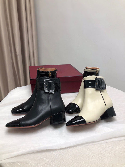 Botas Tobilleras de Cuero con Cierre Lateral y Detalles Combinados - Image 15