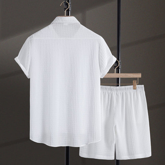 Conjunto Casual Hombre: Camisa y Shorts Jacquard Manga Corta - Image 4