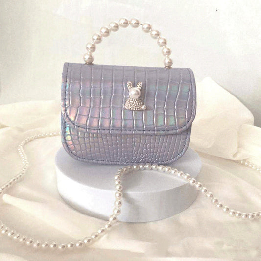 Bolsa Infantil Conejo con Strass y Perlas - Portátil y Ajustable