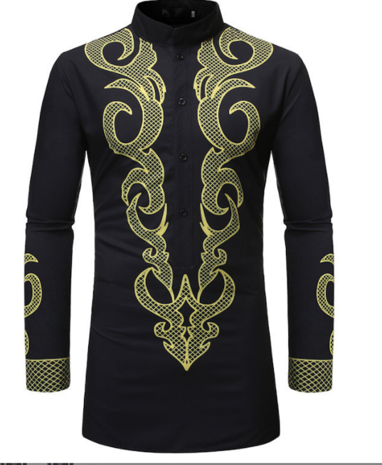 Camisa Dashiki Africana Estampada para Hombre - Estilo Hip Hop Casual