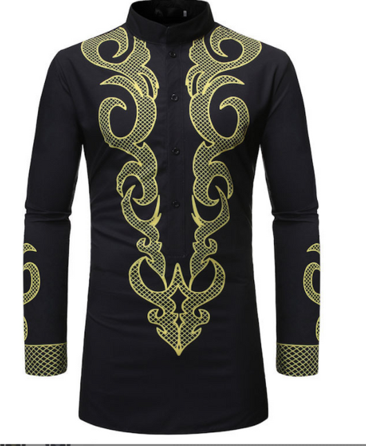 Camisa Dashiki Africana Estampada para Hombre - Estilo Hip Hop Casual - Image 2