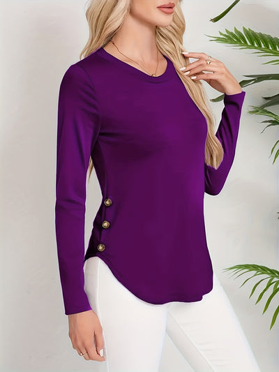 Suéter Femenino Cuello Redondo Dobladillo Curvo Manga Larga Otoño Invierno - Image 12