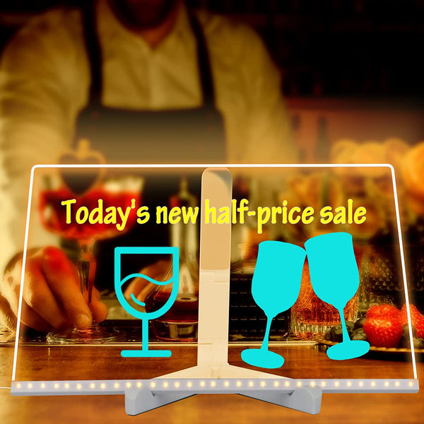 Pizarra LED Luminosa para Dibujar con Soporte y Mensajes Personalizados