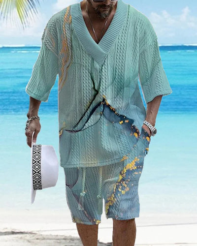 Conjunto de Dos Piezas: Shorts Jacquard Holgados para Hombre - Image 10