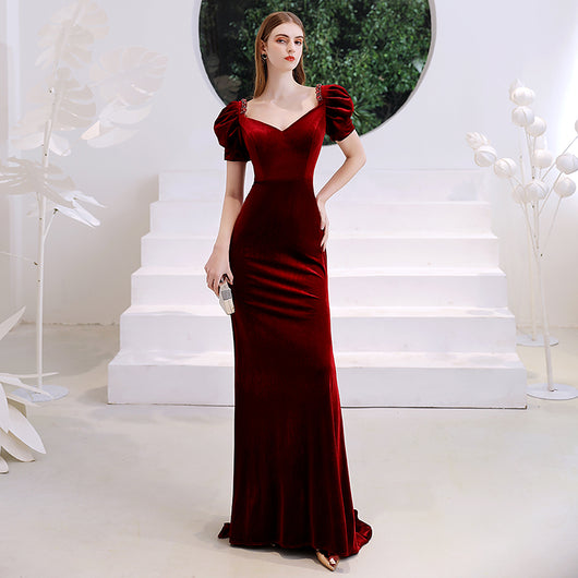 Vestido de Noche Rojo Vino Corte Sirena para Mujer - Image 11