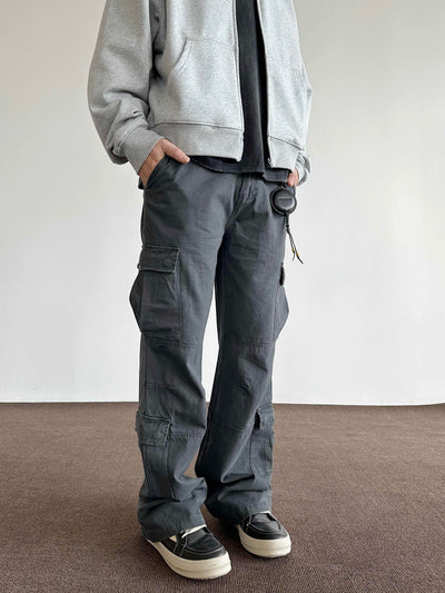 Pantalones Cargo Sueltos Deslavados con Múltiples Bolsillos Estilo Retro - Image 5