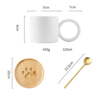 Taza de Cerámica con Asa Grande y Cuchara para Café, Oficina y Hogar - Image 7