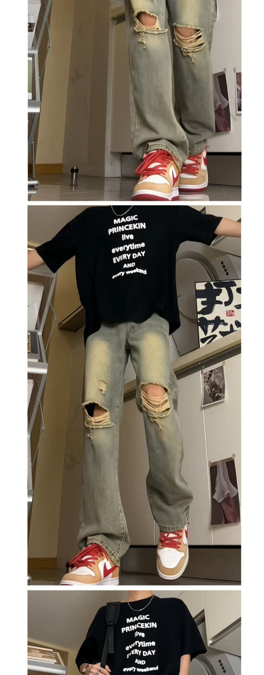 Jeans Vintage Lavados para Hombre - Estilo Retro Americano - Image 10