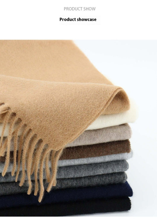 Bufanda de Lana Premium Gruesa para Invierno - Colores Sólidos Versátiles - Image 27