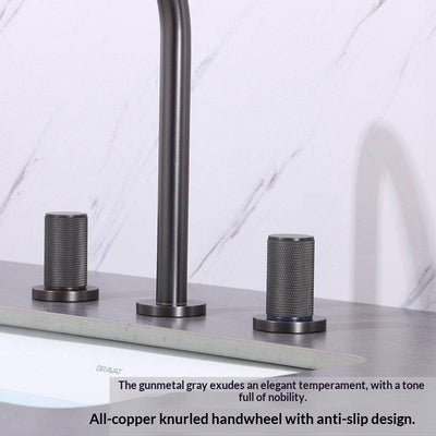 Juego de Grifo Tres Orificios en Cobre Gunmetal para Agua Caliente y Fría - Image 5