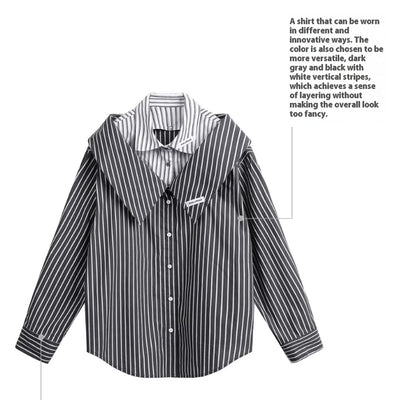 Blusa Rayada Vertical Desmontable para Mujer - Image 5