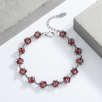 Pulsera de Plata S925 con Bola de Circón Rojo Esmaltado - Amuleto de la Suerte para Mujer - Image 2