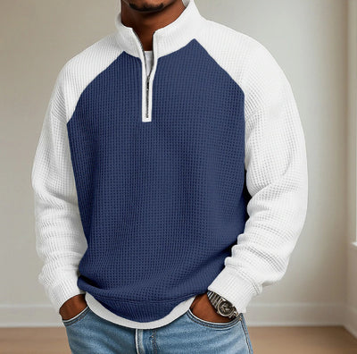 Polo Manga Larga Bloques de Color Talla Grande para Hombre - Image 14