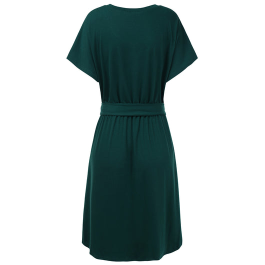 Vestido Corto Elegante con Cuello en V y Manga Corta para Mujer - Image 9