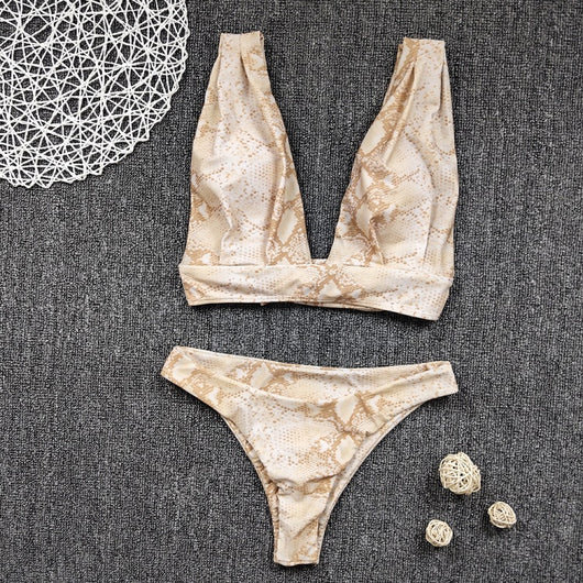 Bikini de Dos Piezas con Estampado de Serpiente y Aberturas - Image 14