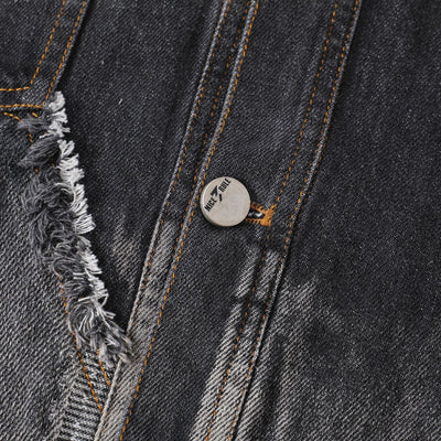 Chaqueta Denim Vintage Destruida Estilo Retro Americano - Image 9