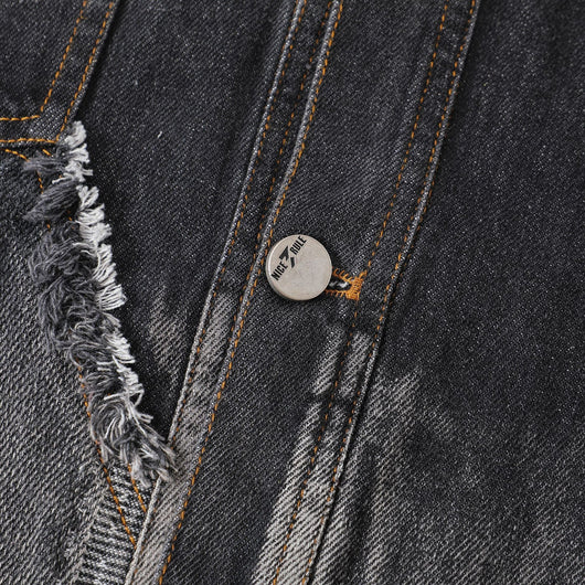 Chaqueta Denim Vintage Destruida Estilo Retro Americano - Image 9