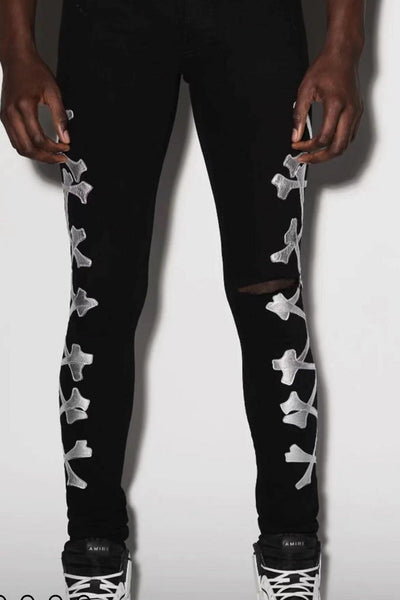 Jeans Slim Fit Negros para Hombre con Detalles Plateados - Image 9