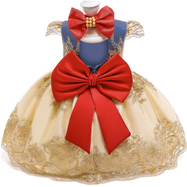 Vestido Princesa Bebé Dorado con Encaje para Niñas 1-3 Años