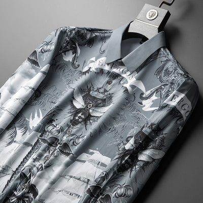 Camisa Estampada Manga Larga para Hombre - Diseño Moderno sin Planchado - Image 4