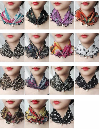 Pañuelo de Seda Decorativo Estampado con Encaje - Accesorio Elegante Versátil - Image 19